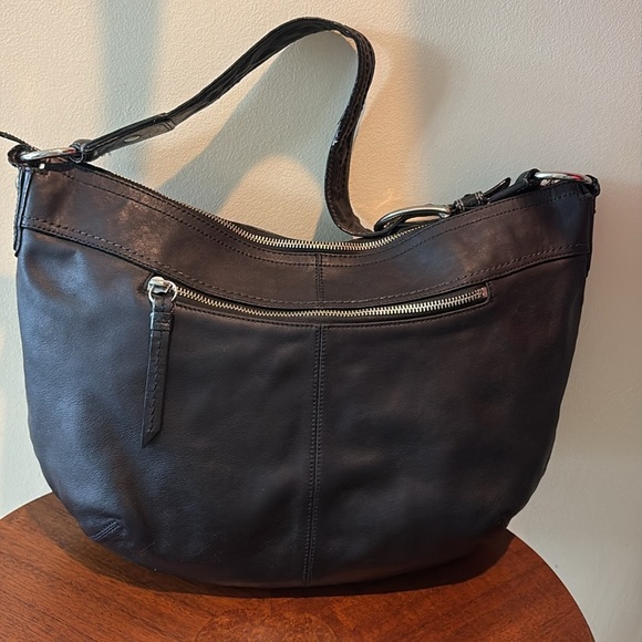 Coach SoHo pleated hobo/shoulder bag  thick leather black vintage Crescent shape - Picture 10 of 17